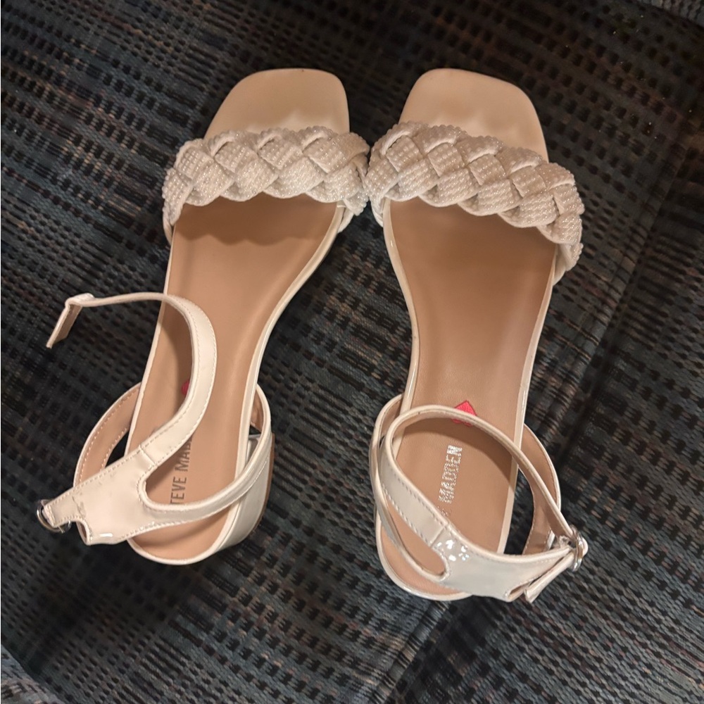 Steve Madden Cream Braided Strap Sandals